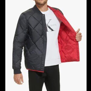 Calvin Klein Men’s Reversible Diamond Quilted Jacket (Dark Blue / Red) MEDIUM